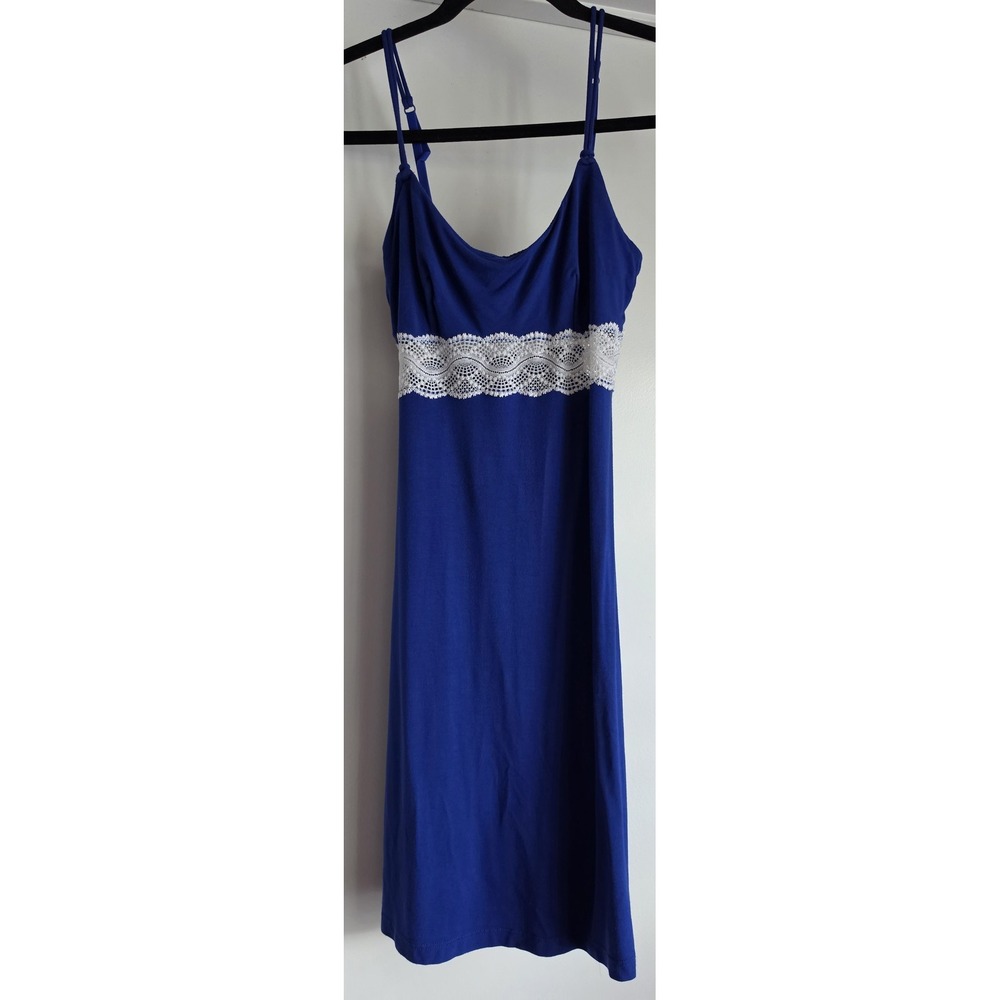 Cosabella Cami Dress Women S Blue White Lace Sleeveless Scoop Neck Slip Dress